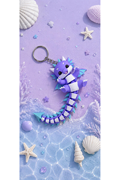 senayartstudio Cute Purple Dragon Figured Keychain |   Dragon Bag Ornament