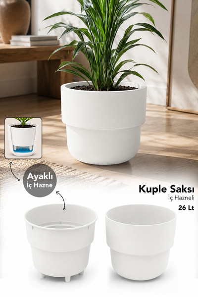 Meleni Home Dekoratif Büyük Balkon Saksısı - İç ve Dış Mekan Plastik Salon Çi...
