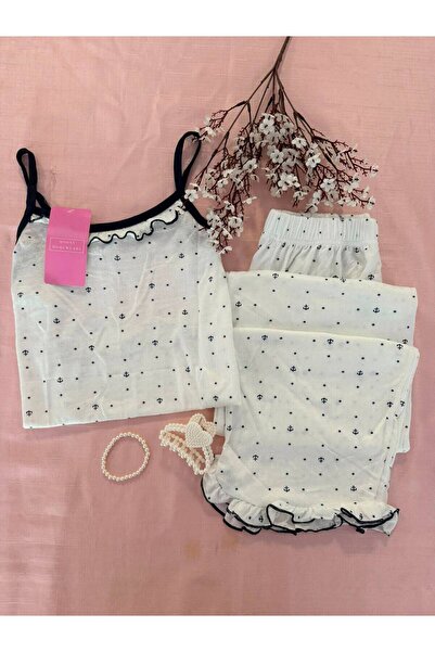 MH Moony Homewears 2-Piece Black Anchor Shorts Summer Pajama Set
