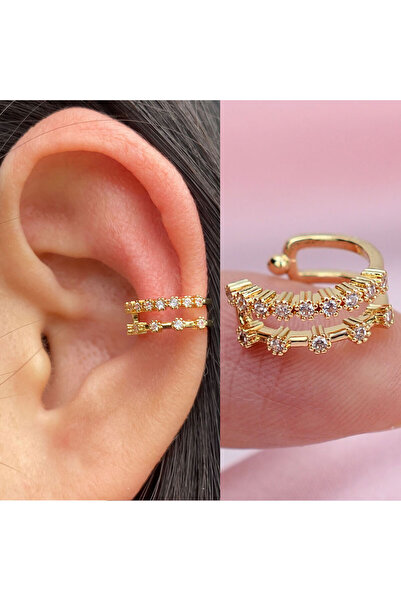 Choice6 10 gold 1Piece Geometry Crystal CZ Leaf Clip Earring For Women Withou...