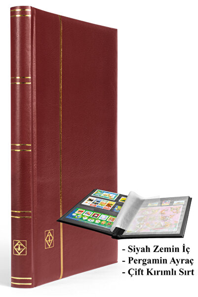 Leuchtturm Comfort Pul Defteri A4, 16 Sheets, 32 Pages, Black Background, Pad...