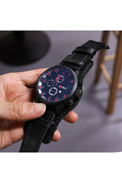 Choice A-Black Retro Men's Watches High-end Luxury Man Watch PU Leather Strap...