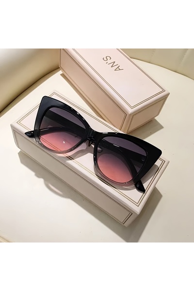 Choice3 Black Pink Women's cat's eye box simple gradient color matching Sungl...