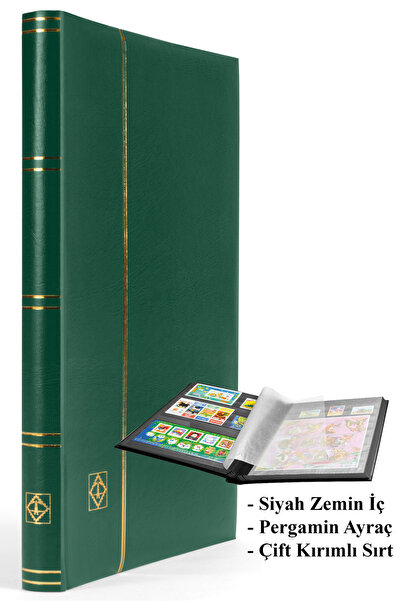 Leuchtturm Comfort Pul Defteri A4, 16 Sheets, 32 Pages, Black Background, Pad...