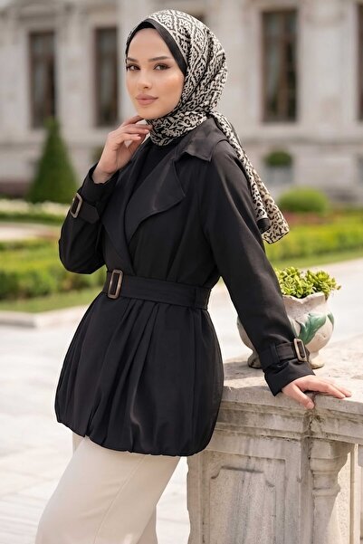 TOFİSA Тренчкот с колан, черен - 28549-BLACK