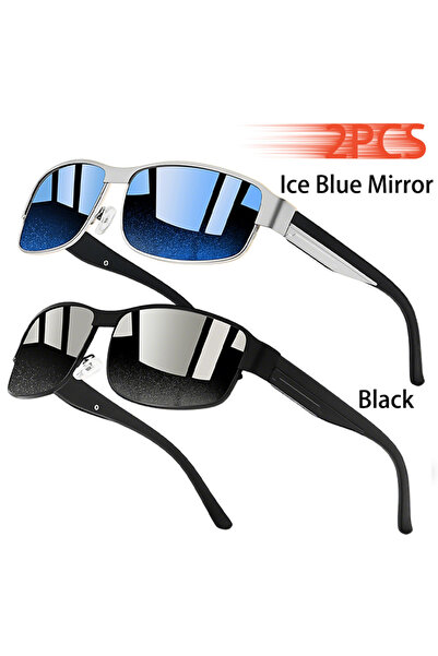 Choice7 IceBlue-Black Fashion Vintage Rectangle Sunglasses Men Women Fishing ...
