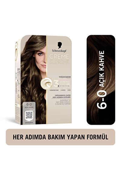 Creme Supreme Saç Boyası Açık Kahve 6-0 — Kalıcı Renk, Profesyonel Sonuç, Kah...
