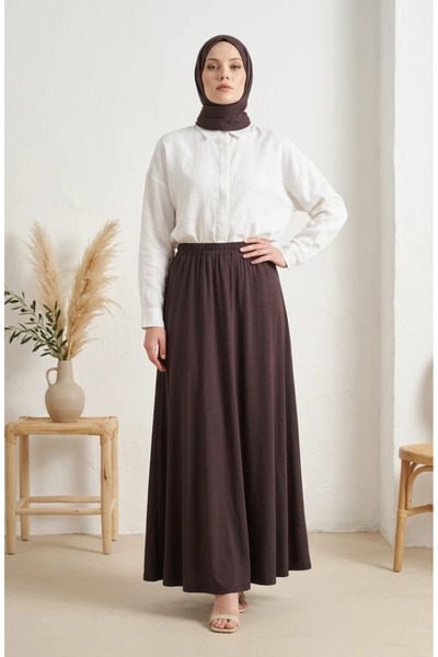 sefamerve Oysho Fabric Skirt 5578-10 Bitter Brown