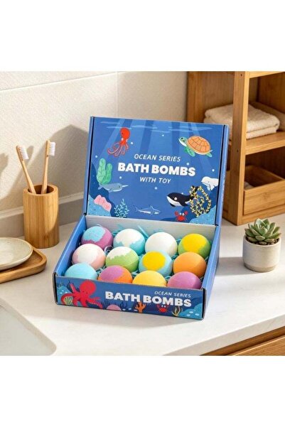 AAS ECOM Ocean Series Bath Bomb with Toy Inside – 12 PCS Kids Bath Fizzers wi...