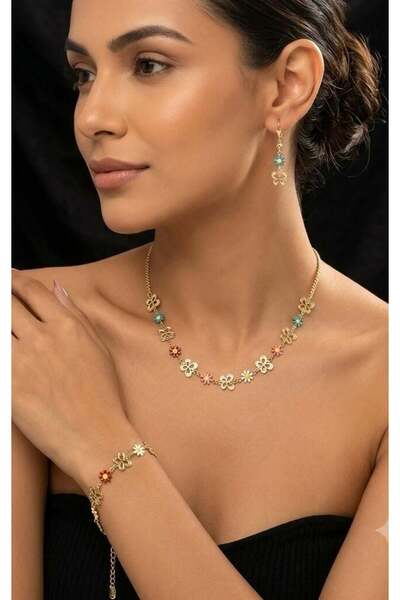 Melisa Takı & Aksesuar 14K Çelik Gold Renk Kelebek Set