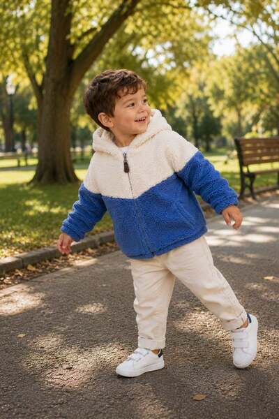 Cantoy Double Colored Hooded Wellsoft Children's Cardigan