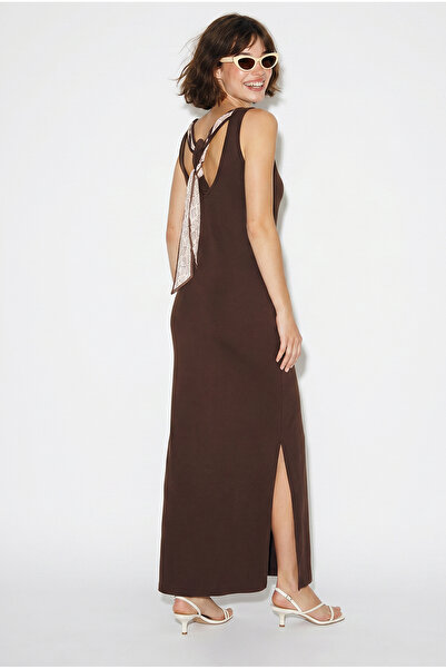 Bianco Lucci Women's Scarf Detailed Backless Slit Maxi Dress 4158 60286369