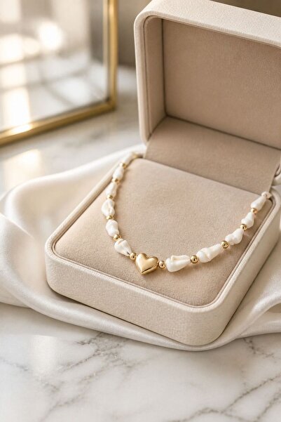 LYKOS Natural Seashell Stringed Heart Model Necklace - Summer Necklace