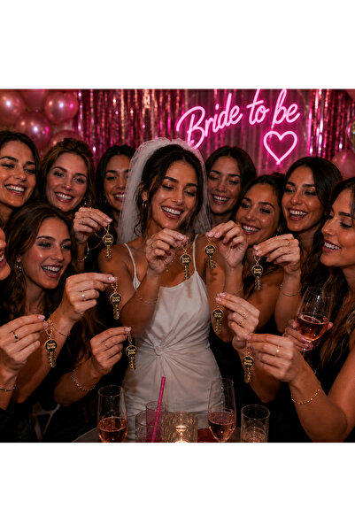 Bk Gift 10Pcs Team Bride Key Pendant Gold and Silver Color Bachelorette Bride...