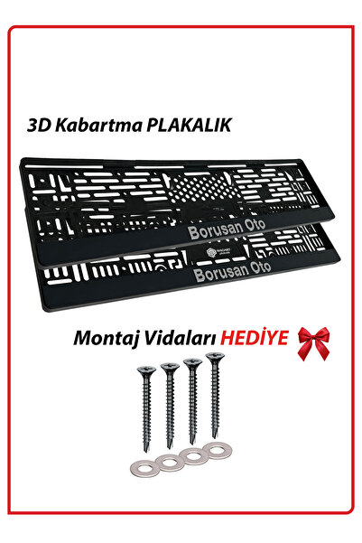 Plakamatik Borusan Araç Logolu 2 Adet Kabartmalı Siyah Oto Plakalık