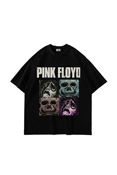 Sekizbiraltı Tricou oversize negru cu craniu vintage Pink Floyd