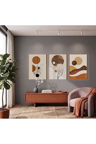 KOLAJTASARIM Organic Forms Earth Tones Σετ ζωγραφικής με ξύλινο πλαίσιο 3 τεμ...