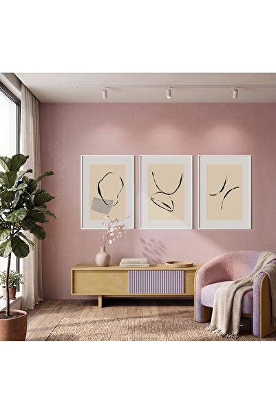 KOLAJTASARIM Set de picturi cu linii abstracte fluide, triplu, 3 piese, cu ra...