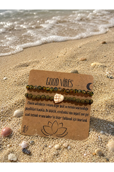 Sfenks. Good Vibes Natural Stone Lava Stone and Dragon Vein Agate Stone Bracelet