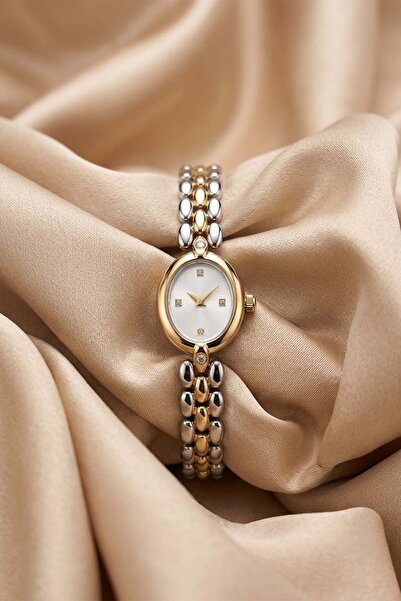 The Watch Calios Women's Gold Silver Steel Watch – White Dial with Stone Deta...
