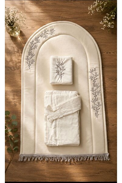 STAYILK DRESSES 3Pcs/Set Women Muslim Prayer Mat Set Embroidery Foam Padded P...