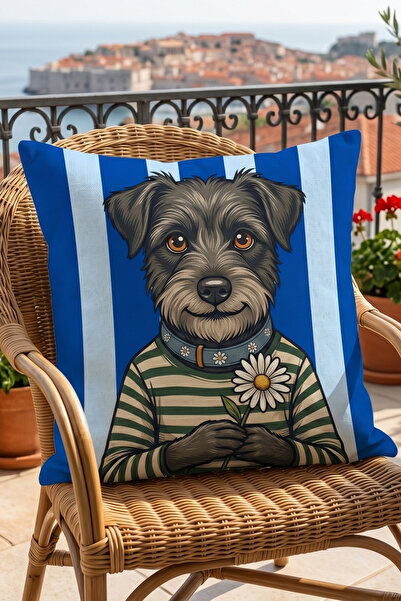 Atay Home Papatya Tutan Sevimli Köpek Desenli Dekoratif Kırlent Kılıfı 43x43 ...