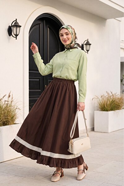 HİJABAYA Λινό πουκάμισο oversize με τσέπες στο πάνω μέρος και μακρύ πίσω μέρος