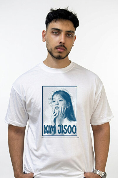 Anetos Λευκό μπλουζάκι με στάμπα Kim Jisoo_1 Design Oversize