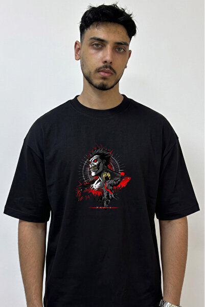 Anetos Ryuk Death Note_8 Design Printed Oversize Black T-Shirt