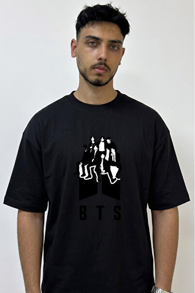 Anetos Bts_6 Design Printed Oversize Black T-Shirt