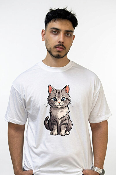 Anetos Anime Cat_2 dizajn, štampana velika bela majica