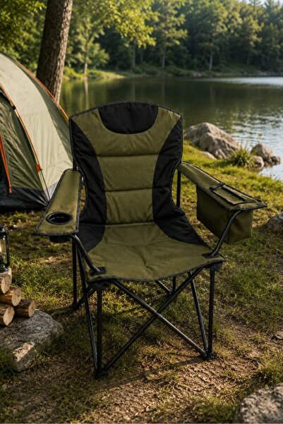 CEZVE HOME Katlanabilir Kamp Sandalyesi Bardaklıklı Cepli Outdoor Kamp Piknik...