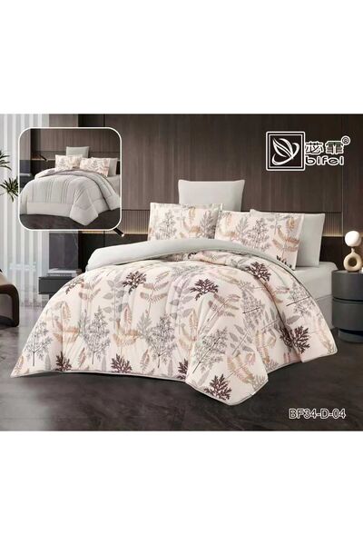 BIET ALMAFROSHAT Makro Fiber Double-Sided Quilt Set, Plain Face, Textured Fac...