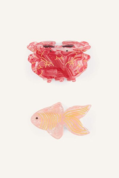 DeFacto مشبك شعر نسائي مكون من قطعتين بتصميم البحر I0001AXNS