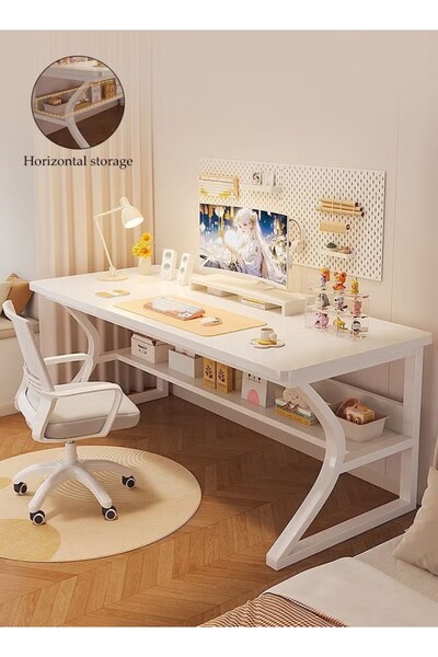DOMEET Gaming Table Home Office Computer Desk with Storage Rack Under the Tab...