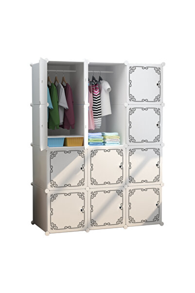AT Performance Dulap modular pentru copii, Alb, AT PERFORMANCE®, 12 rafturi, ...
