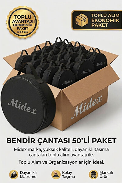 Midex BCS-400-50X Bendir Def Erbane Çantası 50'li Paket Kaliteli Siyah Kılıf ...