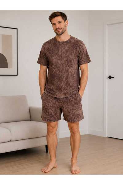 Pijamask Men's Printed Shorts Cotton Summer Pajama Set
