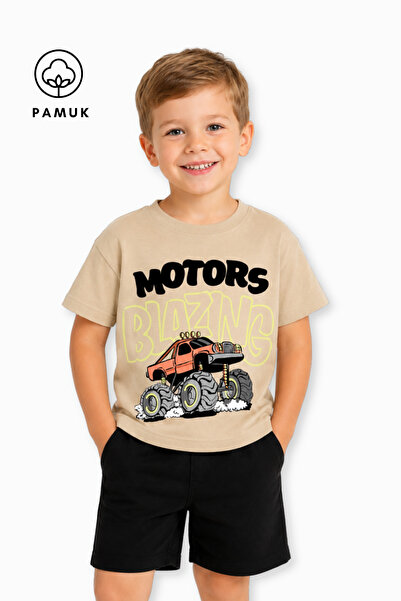 difa kids Tricou pentru băieți cu mânecă scurtă, cu imprimeu Motors Car, de vară