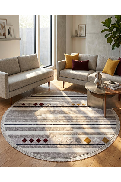 Payidar Defne 05 %100 Polyester Modern Dokuma Yuvarlak Salon Oturma Çocuk Oda...