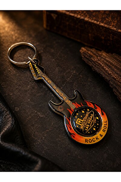 Hureggo Vintage Las Vegas Themed Metal Electric Guitar Keychain - Rock & Roll...