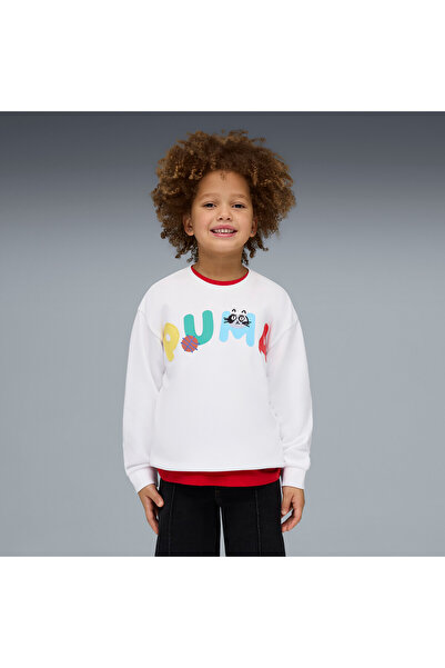 Puma Sporty Cats Relaxed Crew Kids White Sweatshirt 63455102