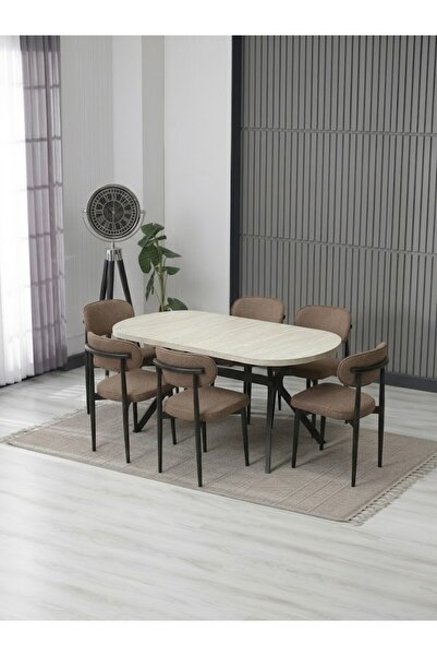 JoyMassa LUNA ARYA YEMEK MASASI TAKIMI / 6 KİŞİLİK MDF MASA & POLO SANDALYE T...