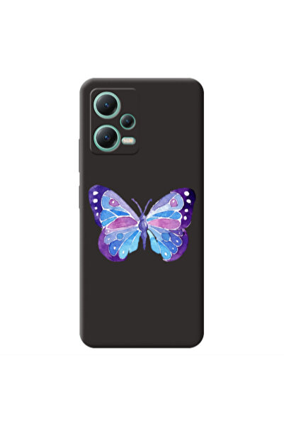 Other Xiaomi Redmi Note 12 Pro 5G Big Butterfly Black Colored Silicone TPU Θήκη