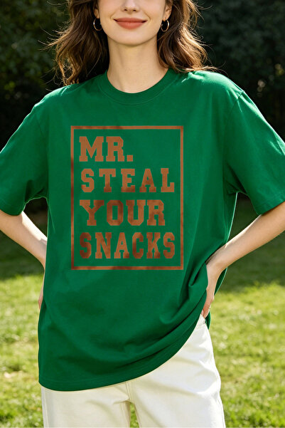Fleck Womens T Shirts Mr Steal Your Snacks Graphic Print Casual Loose Fit Ove...