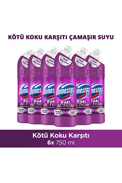 Domestos Dual Action Kötü Koku Karşıtı Çamaşır Suyu 750 ml x6