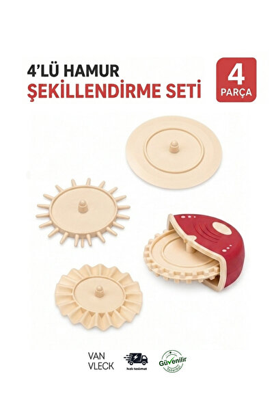 VAN VLECK 4'lü Hamur Şekillendirme Seti – Kurabiye, Mantı, Poğaça ve Hamur Ke...