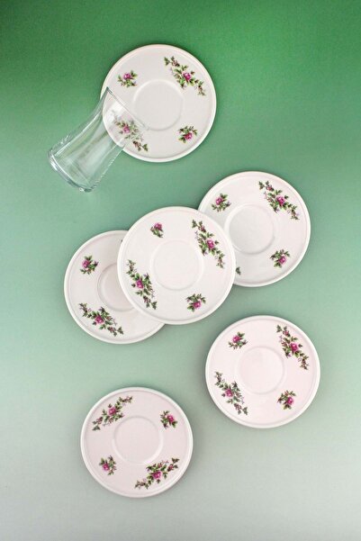 Bursa Porselen Dekor Rose 12 Pieces of Porcelain Tea Set for 6 People