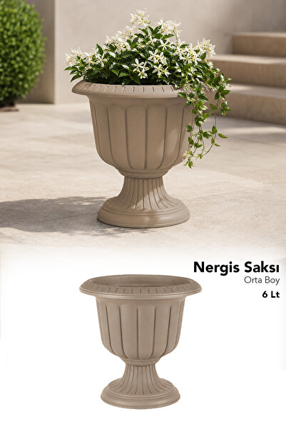 Meleni Home Ayaklı Dekoratif Saksı - Plastik Deliksiz Bahçe Salon Bitki Çiçek...