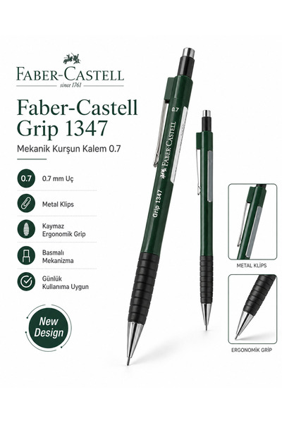 Faber Castell Faber-Castell 1347 0.7 mm Uçlu Kalem – Kaymaz Gripli, Metal Kli...